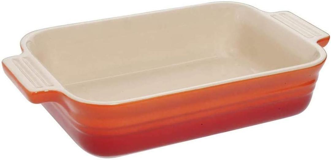 Le Creuset Stoneware 7 by 5-Inch Rectangular Dish, Flame