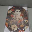 2 x Daktenn Halloween Canvas Wall Art, Cute Floral Ghost In Haunted Forest Poster, Funny Dark Romantic Ghost Print Decorations, Dark Academia Halloween Wall Decor 12x16in White