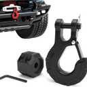 3/8" Winch Hook & Winch Cable Hook Stopper Sets, Heavy Duty Grade 70 Forged Steel Recovery Hook with Safety Latch, Included Allen Wrench,Max 37,478 Lbs, Black