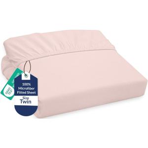 Royale Linens Fitted Sheet Twin - Ultra Soft 1800 Brushed Microfiber - Hotel Luxury Bottom Sheets - Wrinkle Free & Fade Resistant - Deep Pocket Fitted Sheet Only (Twin, Pink)
