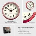 Wall Clock Metal 12.4" Countryside Style Wall Clocks Retro Vintage Classical Silent Non Ticking Easy to Read for Living Room/Kitchen/Bedroom/Office/Bar(12.4" Red)