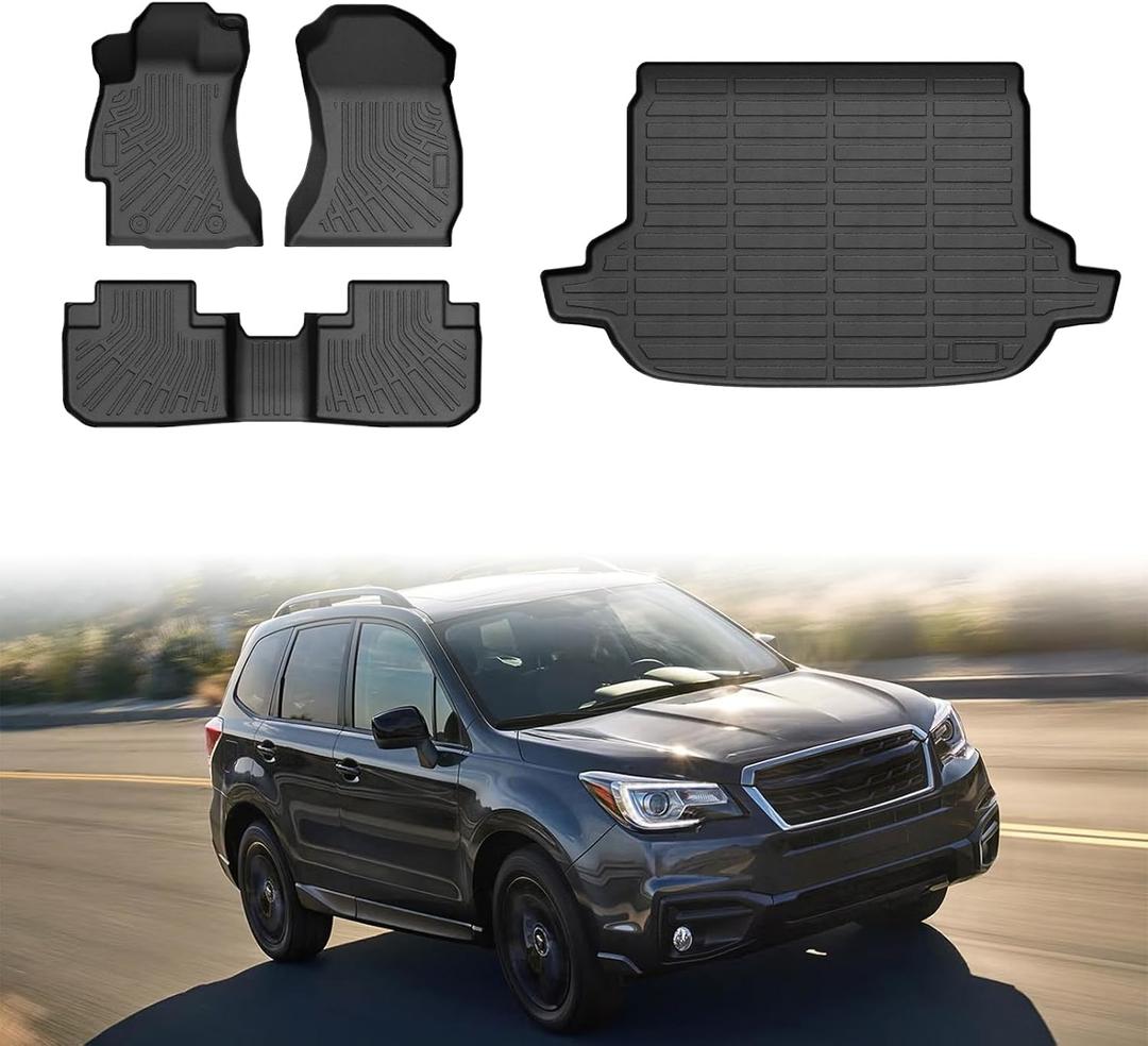 Mixsuper Forester Floor mats-Floor Mat & Cargo Liner for Subaru Forester 2014-2018,All Weather TPE Rubber Floor Liners Protection for Forester Accessories,Full Set Anti-Slip Car Mats,Black
