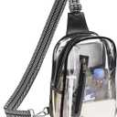 3 Pockets Clear Bag for Stadium Events Approved Clear Purses Fanny Pack for Women Men (B2# Black-a)