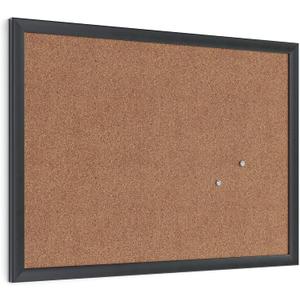 U Brands Cork Bulletin Board, 17" x 23", Black Wood Frame