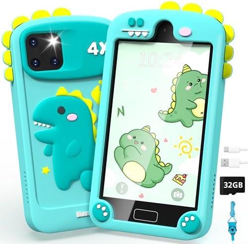 Smart Phone for Kids, Toddler Boy Toys Birthday Gifts for Boy 3 4 5 6 7 8 9 10 Year Old, Preschool Learning Play Toy Cell Phone Educational Games with 32 GB Card, Toddler Kids Travel Essential