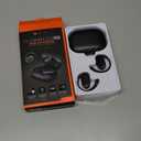 Open Ear Bluetooth Headphones, Wireless Earbuds Sport Over Earphones Built-in Mic with Ear Hooks 50H Playtime Ear Buds LED Display Charging Case, Waterproof Design for Running Fitness, Black