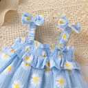Infant Toddler Baby Girl Summer Cotton Clothes Strap Ruffle Smocked Top and Shorts 2Pcs Outfit Clothing Set (Blue)