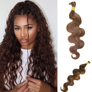 Body Wave Bulk Human Hair for Braiding Human Braiding Hair for Boho Braids No Weft Virgin Human Hair 50G #4/30 20inch