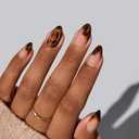 BTArtbox Press On Nails Almond - Amber Hoops, Tortoise Shell Short French Tip Press On Nails with Glue and Adhesive Tabs for Women, Soft Gel Glue On Nails in 16 Sizes - 32 Stick On Nails Kit