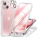 Miracase Glass Series Designed for iPhone 15 Plus Case 6.7', Full-Body Military Drop Proof 15 Plus Phone Case Cover with Built-in 9H Tempered Glass Screen Protector, Frosted Clear