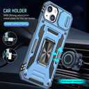 for iPhone 15 Pro Phone Case iPhone 15 Pro Case with Slide Camera Cover Protective with Ring Stand, Heavy Duty Shockproof Rugged Bumper for iPhone 15Pro Case-Light Blue