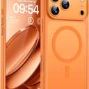 TOCOL for 17 Pro Case, Full Camera Protection, Builtin Magnetic Ring, Compatible with Magsafe Charger, Drop Protection, Translucent Matte Phone Case for 17 Pro 6.3 inch (Orange)
