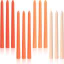 10-Inch Tall Dripless Taper Candles Set of 12 - Tapered Candlesticks - Smokeless, Unscented, Long Burning - Hand Poured, Colored for Home Decor Wedding, Dinner - Orange