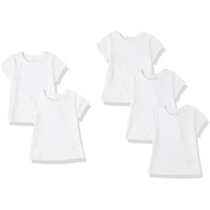 Amazon Essentials Toddler Girls' Short-Sleeve T-Shirts, Pack of 5, White, 4T