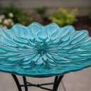 HONGLAND Bird Bath for Outside,15" Diameter Large Glass Birdbaths for Outdoors,Detachable Bird Baths Bowl with Metal Stand for Garden Patio Lawn Decor,19" Height - Green