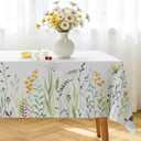 Floral Tablecloth Rectangle | Floral Printed Fabric, Washable, Wipeable, Stain Resistant, Spill Proof, Wrinkle-resistant, Reusable, Durable, Decorative
