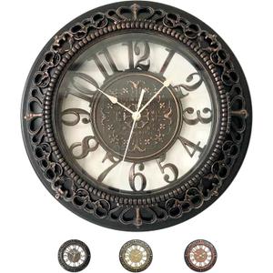 18 Inch Roman Numeral Wall Clock - Silent Non-Ticking Metal Frame with Glass Face, Battery Operated Vintage Decor for Living Room, Bedroom & Office (Antique Black)