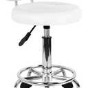 KKTONER PU Leather Modern Rolling Stool with Low Back Height Adjustable Work Salon Drafting Swivel Task Chair with Footrest (White)