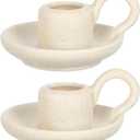 IMIKEYA Set of 2 Ceramic Candle Stands Nordic Design for Home Decor Wedding Banquet