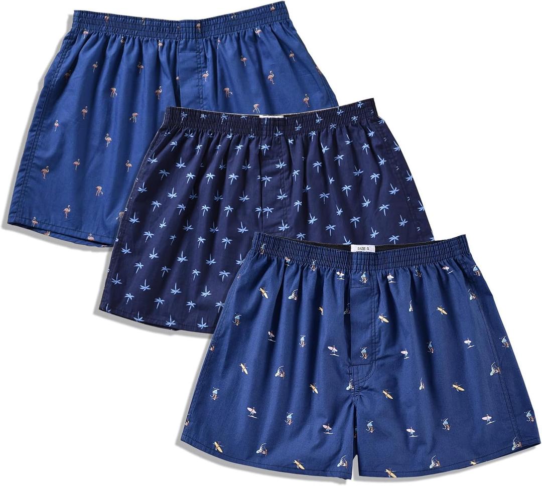 Cinvik Mens Boxer Shorts Multipack Pajamas Male Soft Sleeping Boxers Shorts Funny Flamingo Loose Cotton Boxers for Men, Medium