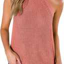SySea Womens Summer Loose Knit Shirts Sleeveless Halter Neck Sweater Tank Tops (XL)