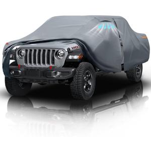 Jeep Gladiator/Gladiato 4 Door Truck Cover Custom Fit 1999-2026 Crew Cab Short Bed(5') with Door Zipper, 10 Layers Outdoor Heavy Pickup Truck Cover Waterproof All Weather, Wind Dust Sun Protector.