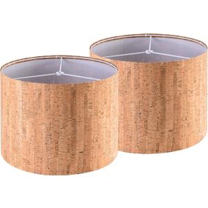 GOSO Bohemian Style Brown Lamp Shades Set of 2 Medium,Natural Texture Cork Leather Lamp Shade for Table Lamps Floor Lamp-13" x 13" x 10"(Spider Fitter) Replacement Lamp Shade Rustic, Assembly Required