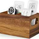 DRASTAR Remote Control Holder, Wood TV Remote Holder, Remote Storage Caddy, Remote Control Organizer (Acacia, 2 Slots)