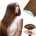 Tape in Human Hair Extensions, Remy Seamless, Light Brown(#6) Straight, Silky & Thick, 16 Inch, 20pcs 40g, Easy to Install, Real Human Hair (#6 Light Brown)