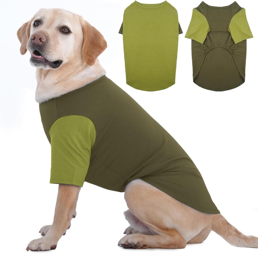 2 x 2 Pack Shirts for Large Dogs 4XL - Lightweight Breathable Dog Clothes, Prevent Overheating Summer Cool Tees for Travel, Hiking, Beach, Lounge Wear, Sleep, Green