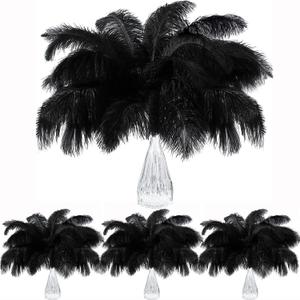 Black Ostrich Feathers for Centerpieces: 100 Pcs 12-14 Inches (30-35 cm) Ostrich Feathers Bulk, Large Feathers for Centerpieces, Table, Flower Arrangement and Home Decoration