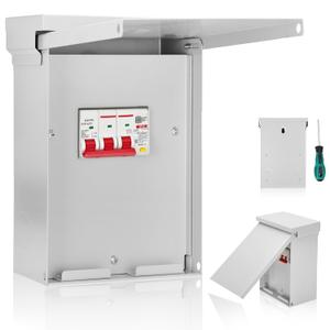 50 Amp Spa Panel with Ground Wire,IP 65 Waterproof,3-Pole 50 Amp GFCI Breaker Included Extra Spaces,Outdoor Steel Enclosure,for Branch Circuits Outdoor Rated Weatherproof Box for Spa (50 AMP)