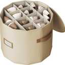 Vailando Shoe Organizer for Closet - Cylindrical Shoe Storage Organizer with Removable Dividers, Rectangular Compartment, Foldable, Beige, 1-Pack