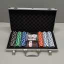 Fat Cat 11.5 Gram Texas Hold 'em Claytec Poker Chip Set with Aluminum Case, 300 Striped Dice Chips