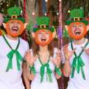 24Pcs St. Patrick's Day Mask Crafts Kit, Leprechaun Paper Hat Masks Decorations, Leprechaun Cutouts for Saint Patrick Day Classroom Office Irish Party Supplies Bulletin Boards Lockers Decor