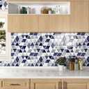 LaCheery 12"x12" Hexagon Peel and Stick Backsplash Blue and White Kitchen Backsplash Tiles Peel and Stick Tile Back Splash for Kitchen Bathroom Wall Tile Stickers Triangle Diamond Back Splash 4 PCS