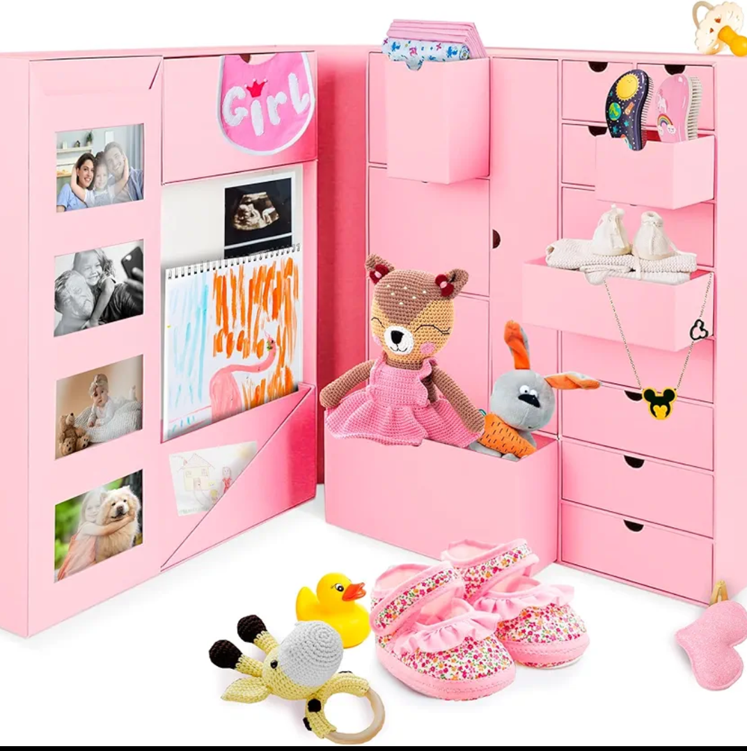 Baby Keepsake Box - Baby Memory Box - Baby Boy Girl Keepsake Box Tins Memory Box Pregnancy Baby Bubbs Storage Box Baby First Year Box Library Baby All-in-One Organizer
