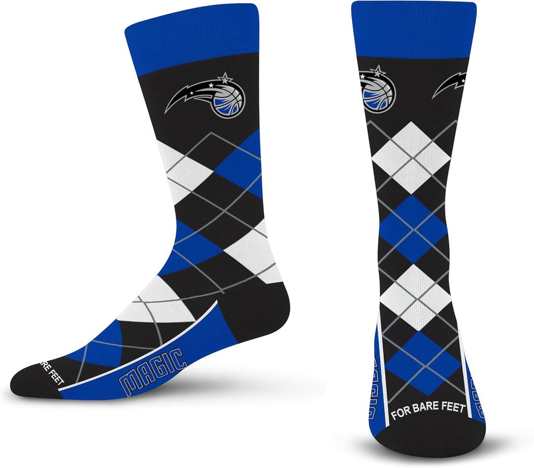 For Bare Feet NBA mens Nba Argyle Remix Dress Sock (Blue)