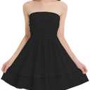 EXARUS Girls Dress Sleeveless Teen Summer Smocked Padded Flowy Sundress (Black) 10Y