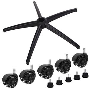 Frassie Office Gaming Chair Metal Base Replacement with 5 Wheels Bell Glides Replacement, 28 Inch Heavy Duty 2500 Lbs Universal Computer Chair Stool Base Part (Black)