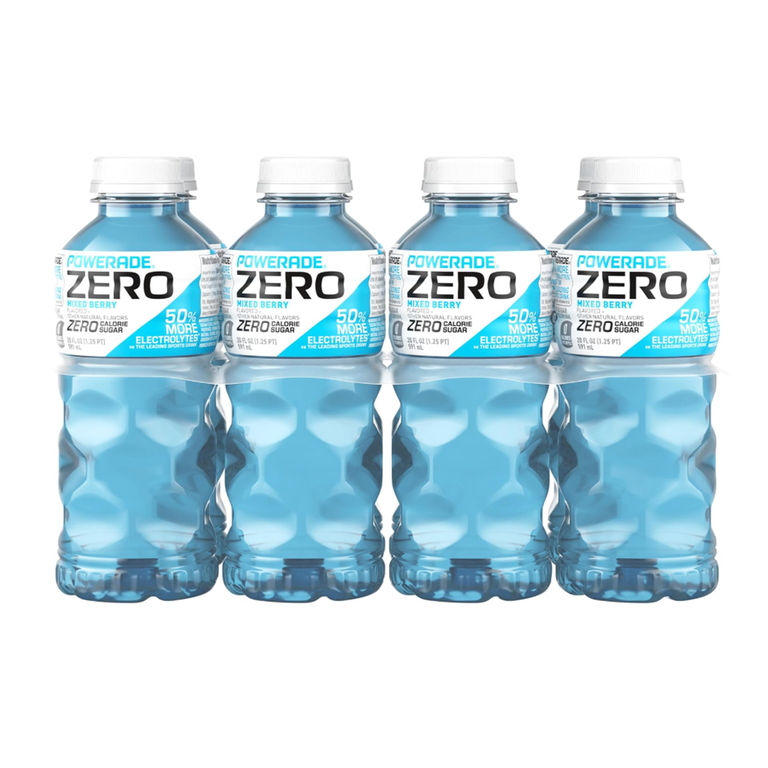 POWERADE Electrolyte Enhanced Zero Sugar Mixed Berry Sports Drink, 20 Ounce (Pack of 24), Exp date: 04/26/2025