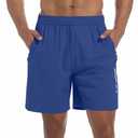 Lissmith Mens Athletic Shorts Gym Running Workout 7 Inch Basketball Hiking Casual Quick Dry Sports Lightweight Shorts Blue S (Blue)