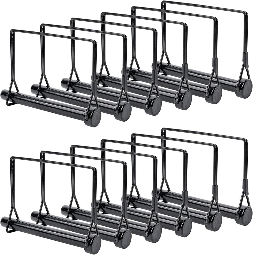 12 Pcs Square Trailer Pin, 3/8 x 4.25 Inch Black Trailer Coupler Pin, Carbon Steel Heavy Duty Locking Pin for PTO Shaft, RVs, Boats, Farm Trailers, Lawn Mower, Towing Equipment