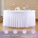 Wish Care White Tulle Tablecloth 48 Inch Spandex Elastic Round Table Cloths Ruffle Tutu Tulle Skirt 4ft Wrinkle Free Stretch Fitted Round Table Cover for Wedding Birthday Party Banquet Cake Events