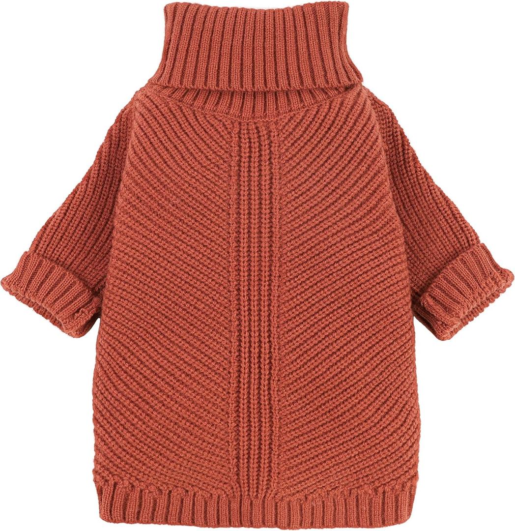 Fitwarm Thermal Knitted Dog Sweater Doggy Winter Coat Pet Clothes Doggie Turtleneck Jacket Puppy Outfits Cat Sweatsuit Red Medium