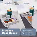 Under Desk Drawer Organizer Clip-on Cup Holder Under Desk Storage Drawers Rotated Under Table Drawer for Desk Organizer Clamp Phone Holder Paper Drawer (White)