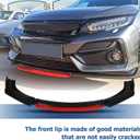 WFLNHB Universal Front Bumper Lip 4 Pieces Kits Spoiler Splitter 2 Layer Lip Glossy Black with Red Tongue