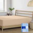 THREAD SPREAD 100% Cotton Fitted Sheet Twin Size - 400 Thread Count 16" Deep Pocket Twin Fitted Sheet Only, Soft Cooling Sateen Weave Elastic Bottom Sheet, Fits College Dorm Mattress, Teens - Taupe