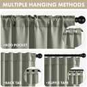 ANRODUO Rod Pocket and Back Tab Pleated Blackout Curtains with Hooks, Rings, Sage Green Curtains 84 Inches Long 2 Panels, Thermal Insulated Room Darkening Living Room Bedroom Curtain, 42x84 Inches