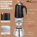 Moka Pot, 4 Cups (7.1 oz) Stovetop Espresso Maker, 304 Stainless Steel Moka Pot, Induction Compatible, Black